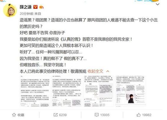 薛之谦回应认真的侵权袭事件称以交由律师处理